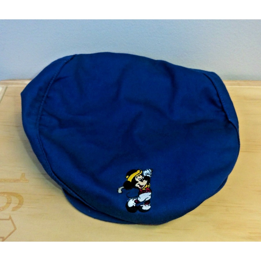 Vintage Disney Mickey Mouse Flat Cap Hat Blue Newsboy Style Made in USA One Size